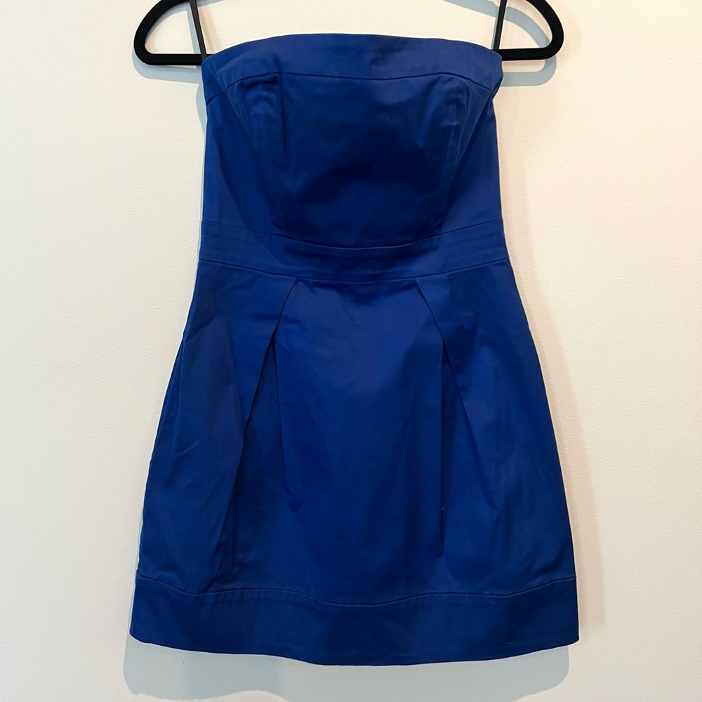 French Connection Blue Strapless Dress